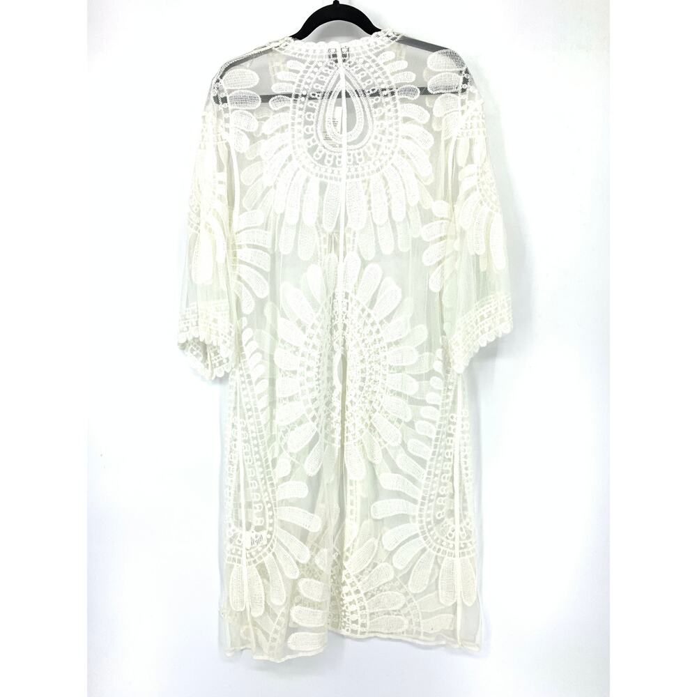 Calstyle Women's Size M Lace Open Front Kimono Duster Topper Cream NWT - Picture 2 of 8
